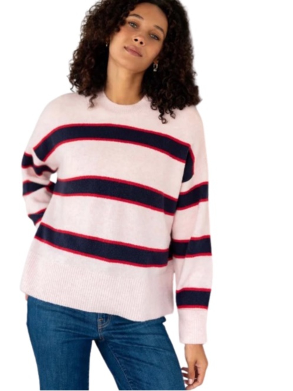 MERSEA Voyageur Keeper Pink Striped Crewneck Sweater Size L